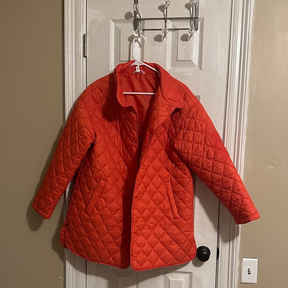 Women's Vibrant Orange Quilted Puffer Jacket
